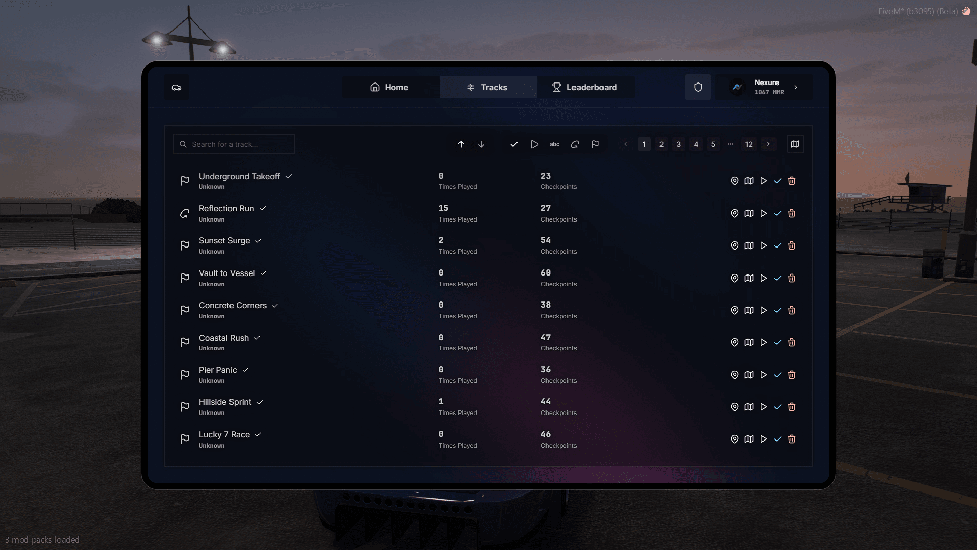 Admin View of Tracks Tab
